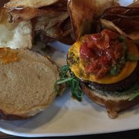 Converge burger with chips at Kuma's Corner in Vernon Hills
