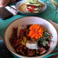 Salad and raw vegan lasagna at MIMO in Malaga