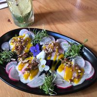 Kohlrabi raw ravioli at MIMO in Malaga