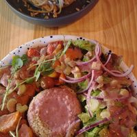 Salad and lemony pasta at MIMO in Malaga