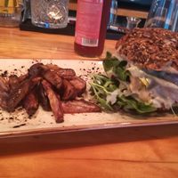 Amazing moist beetroot burger with purple potato chips! Delicious!  at MIMO in Malaga