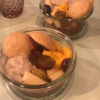 Chocolate mousse with aquafaba merengues at MIMO in Malaga