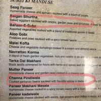 Vegan items selected at Bombay Restaurant in Gallup