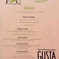 Menu at Faste Fou in Joliette