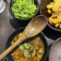 Hot and sour soup  at Suissi Vegan Kitchen  in Glasgow