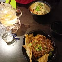 Gan Lau Mee and Sesame Satay with udon at Suissi Vegan Kitchen  in Glasgow