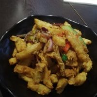 Salt and chilli chips at Suissi Vegan Kitchen  in Glasgow