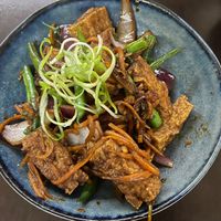 Tofu with fermented soybeans   at Suissi Vegan Kitchen  in Glasgow