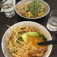 Laska ramen soup and crispy Cantonese noodles  at Suissi Vegan Kitchen  in Glasgow