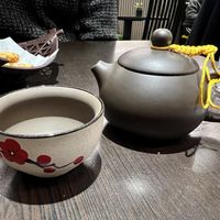 Lemongrass tea in a tiny pot   at Suissi Vegan Kitchen  in Glasgow