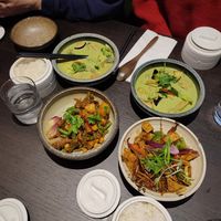 Rendang, Thai green curry, tofu black bean at Suissi Vegan Kitchen  in Glasgow