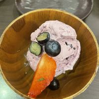 Blueberry ice cream   at Suissi Vegan Kitchen  in Glasgow