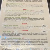 Xmas menu specials 2024  at Suissi Vegan Kitchen  in Glasgow