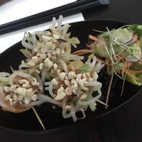 Crispy tofu starter. Pockets filled w veg & peanut sauce at Suissi Vegan Kitchen  in Glasgow