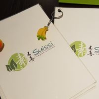 Cute menus at Suissi Vegan Kitchen  in Glasgow