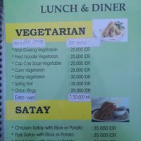 Vegetarian menu at Lesehan in Manggis