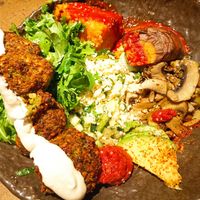 Mediterranean salad bowl with falafel at Honest Greens - Serrano in Madrid