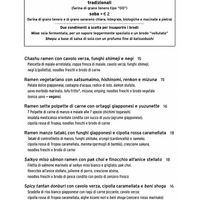 Ramen menu at Zaza Ramen in Milan