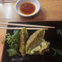 Half eaten gyoza   at Zaza Ramen in Milan