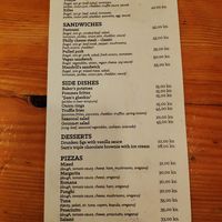 Menu includes vegan pizza, vegan sandwich and some vegan side dishes at Mandrill Nano Brewing in Split