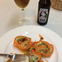 Pionono roll appetizer. at Curcuma in Vigo