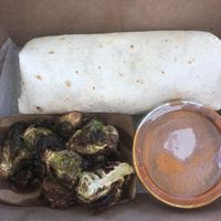 Wet burrito and brussel sprouts at Dharma Southern Kitchen in Tampa
