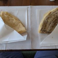 Lemon crepe on the left and chocolate on the right at Cafe Halcyon in Chatan