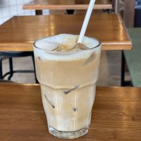 Iced latte on soy   at Cafe Halcyon in Chatan