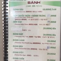 Menu at Bo De  in Da Nang