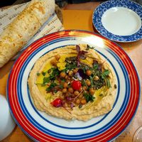 Whipped Lemon Hummus And Rough Cut Pesto at Rooted in Bath