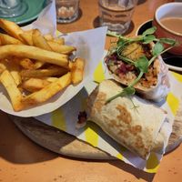 Vegan wrap; not sure how they cram all the ingredients in! at Rooted in Bath