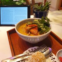 Noodle soup with rice and pickled ginger! I read a book while eating the yummy food! at Palm Tree in Busan