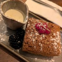 Vegan flapjack and cream at Marley's in Folkestone