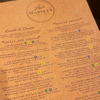 Menu sept 2020 at Marley's in Folkestone