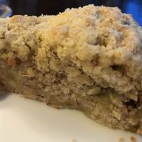 Vegan rhubarb crumble  at Kaffeehaus Amadeus in Lanchester