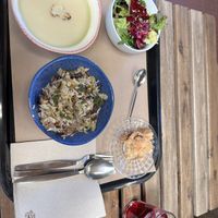 Vegan lunch meal minus the apple pie (accidentally given this but swapped out for the vegan version)  at A Praça in Sintra