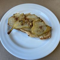 Pear and peanut butter bruschetta ... amazing!!! at A Praça in Sintra