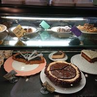Desert case with vegan options at The Wolf Cafe in Ballwin