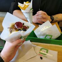 2 regular pitas and 1 regular fries at Maoz in The Hague
