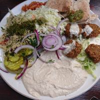 falafel plate and hummus  at Maoz in The Hague