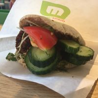 Pita Bread Falafel with toppings at Maoz in The Hague