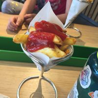 French fries with ketchup at Maoz in The Hague