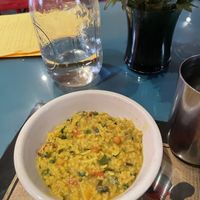 Turmeric rice, khichad  at Natural Oasis Cafe in Rochester