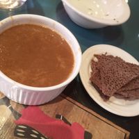 Lentils and injera at Natural Oasis Cafe in Rochester