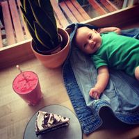 Strawberry cake and raspberry smoothie made my day ) at Element 5 - Warschauer Str in Berlin