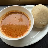 Vegan ground nut soup with eba at Mary's African Cuisine in Halifax