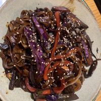 Udon stir fry with seitan   at A Porta Verde in Santiago De Compostela