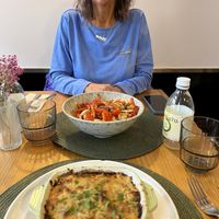 Lasagne and noodle bowl  at A Porta Verde in Santiago De Compostela