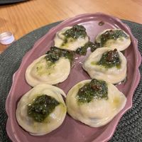 Vegan ravioli pasta with pesto. YUMMY!!!  at A Porta Verde in Santiago De Compostela