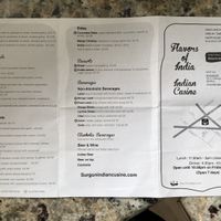 Menu at Flavors of India in Berkeley